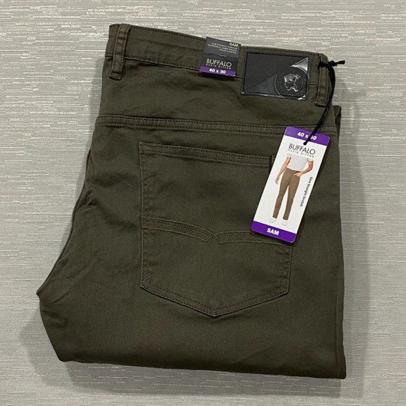 Buffalo SAM Brown Denim Jeans Pants Men's 40 x 30" Slim Fit Straight Leg - Picture 2 of 12